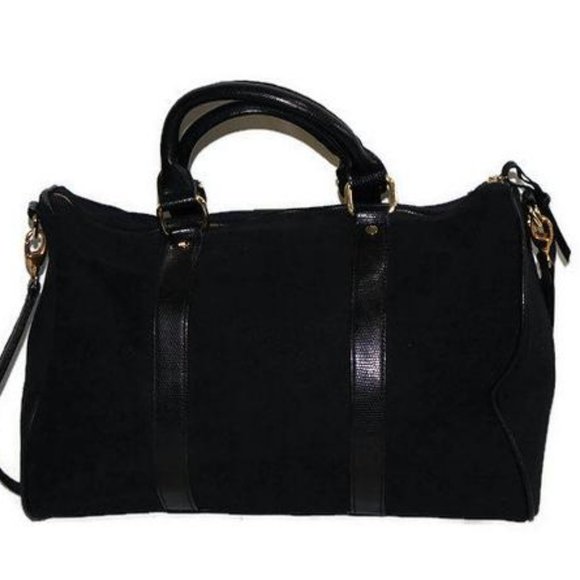 Victoria's Secret Bag Black Canvas Satchel - Picture 3 of 8